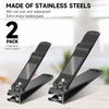 FACEMADE Nail Clipper, Stainless Steel Fingernails & Toenails Clippers & Nail File Sharp with Case, Set of 2